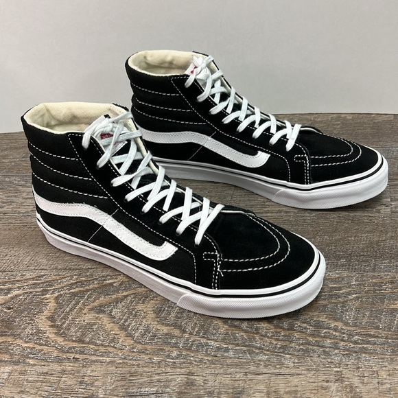 SOLD IN STORE Vans Sk8-Hi Slim High Top Canvas and Suede Skateboarding Shoes - Picture 3 of 8
